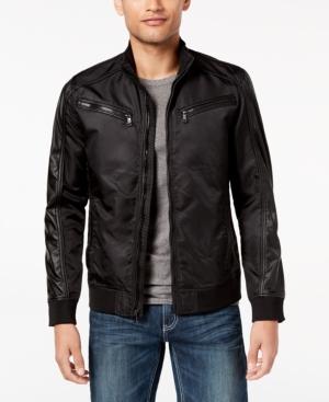 Inc International Concepts Men's Faux Leather Trim Bomber Jacket, Created For Macy's