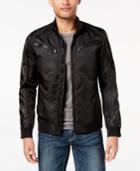 Inc International Concepts Men's Faux Leather Trim Bomber Jacket, Created For Macy's