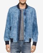 Calvin Klein Jeans Men's Wave-wash Denim Bomber Jacket