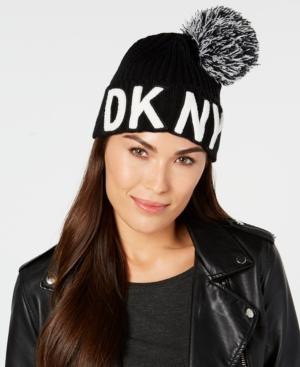 Dkny Logo-patch Pom Pom Beanie, Created For Macy's
