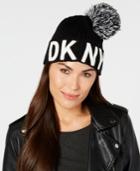 Dkny Logo-patch Pom Pom Beanie, Created For Macy's