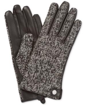Calvin Klein Mixed Media Boucle & Leather Gloves