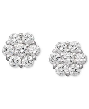 Arabella 14k White Gold Earrings, Swarovski Zirconia Cluster Stud Earrings (1-5/8 Ct. T.w.)
