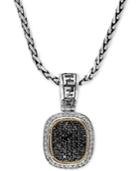 Balissima By Effy Necklace, Black And White Diamond Square Pendant (1 Ct. T.w.) In Sterling Silver And 18k Gold