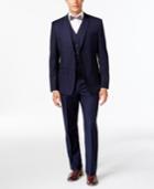 Marc New York By Andrew Marc Slim-fit Blue Tonal Plaid Vested Suit