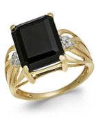 Onyx (12 X 10mm) & Diamond Accent Ring In 14k Gold