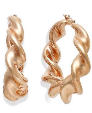 Bronzarte 18k Rose Gold Over Bronze Earrings, Twist Hoop Earrings