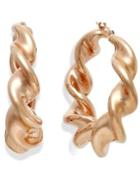 Bronzarte 18k Rose Gold Over Bronze Earrings, Twist Hoop Earrings