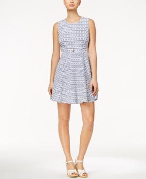 Maison Jules Gingham-print Eyelet Fit & Flare Dress, Only At Macy's