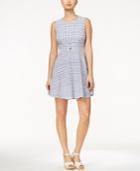 Maison Jules Gingham-print Eyelet Fit & Flare Dress, Only At Macy's