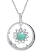 Manufactured Turquoise (7-1/2mm) Sun And Moon Pendant Necklace In Sterling Silver