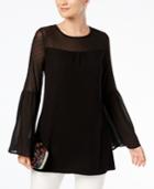 August Silk Illusion Bell-sleeve Top