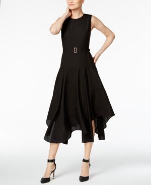 Calvin Klein Belted Handkerchief-hem Dress