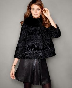The Fur Vault Fox-fur-trim Persian Lamb Fur Jacket