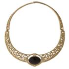2028 Gold-tone Red Filigree Choker Necklace