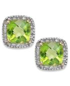 Peridot (2-3/8 Ct. T.w.) And Diamond Accent Stud Earrings In 10k Gold