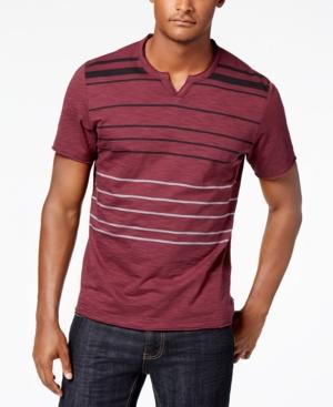 Inc International Concepts Men's Split-neck Striped T-shirt, Created For Macy's