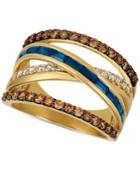 Le Vian Chocolate & Nude Blueberry Sapphire (3/4 Ct. T.w.) & Diamond (7/8 Ct. T.w.) Crisscross Ring In 14k Gold