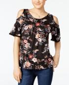 Be Bop Juniors' Off-the-shoulder Floral-print Top