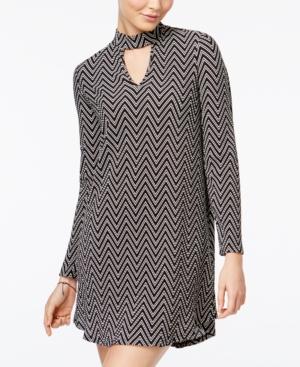 City Studios Juniors' Printed Mock-neck Shift Dress