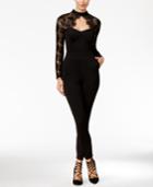 Material Girl Juniors' Lace-detail Illusion Jumpsuit, Created For Macy's