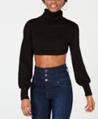 Waisted Cropped Bishop-sleeve Sweater