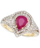Rare Featuring Gemfields Certified Ruby (5/6 Ct. T.w.) And Diamond (2/3 Ct. T.w.) Ring In 14k Gold