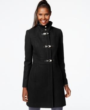 Kenneth Cole Faux-leather-trim Buckle-front Walker Coat