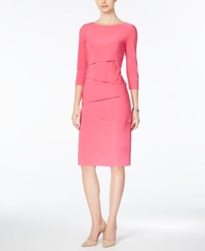 Tahari Asl Three-quarter-sleeve Tiered Sheath Dress