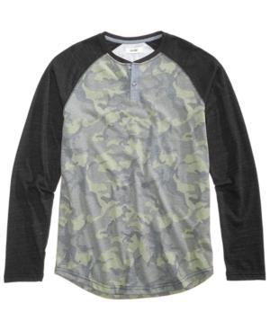Univibe Men's Drill Black Long-sleeve Henley