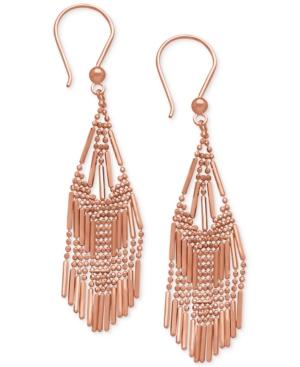 Beaded Fringe Chandelier Earrings In 14k Rose Gold