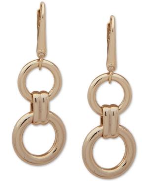 Dkny Gold-tone Link Double Drop Earrings