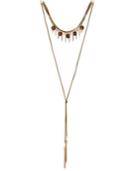 Thalia Sodi Gold-tone Crystal & Wood Lariat Choker Necklace, Only At Macy's