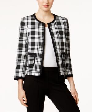 Nine West Plaid Open-front Jacket