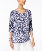 Jm Collection Cheetah-print Roll-tab Blouse, Only At Macy's