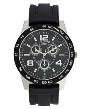Unlisted Watch, Men's Chronograph Black Rubber Strap 45mm Ul1204