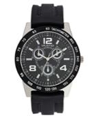 Unlisted Watch, Men's Chronograph Black Rubber Strap 45mm Ul1204