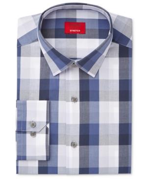 Alfani Men's Slim-fit Stretch Galaxy Blue Gingham Dress Shirt, Only At Macy's