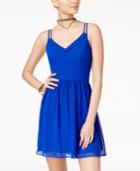 B Darlin Juniors' Crochet-trim Fit & Flare Dress