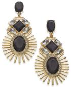 Thalia Sodi Extra Large Gold-tone & Black Crystal Sun Drop Earrings, 3.1, Created For Macy's