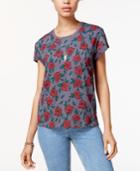 Mighty Fine Juniors' Floral-print T-shirt