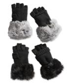 Surell Rabbit Fur And Knit Flip-top Mittens