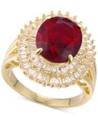 Cubic Zirconia January Baguette Statement Ring 14k Gold-plated In Sterling Silver