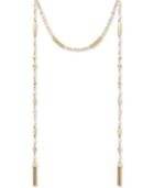 Lucky Brand Gold-tone White Bead Chain Tassel Choker Necklace
