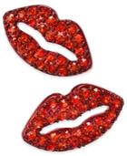 Thalia Sodi Gold-tone Red Pave Lip Stud Earrings, Only At Macy's