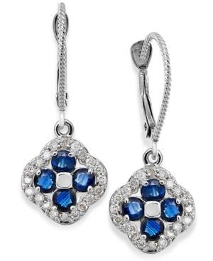 Sapphire (1-1/5 Ct. T.w.) And Diamond (1/3 Ct. T.w.) Clover Earrings In 14k White Gold