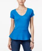 Inc International Concepts V-neck Peplum Sweater, Only At Macy's