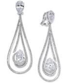 Danori Silver-tone Pave & Cubic Zirconia Clip-on Drop Earrings, Only At Macy's