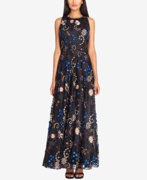 Tahari Asl Floral-embroidered A-line Gown