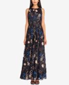 Tahari Asl Floral-embroidered A-line Gown